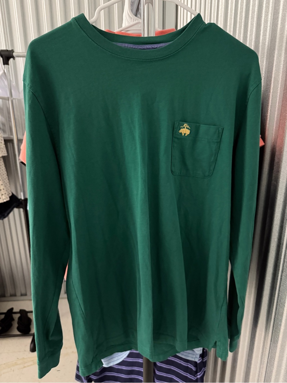 Brooks Brothers Forest Green Long-Sleeve Pocket Tee